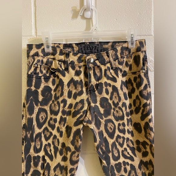 SOLD!!! Tripp NYC vintage goth punk 2000’s leopard print skinny jeans - Picture 3 of 7
